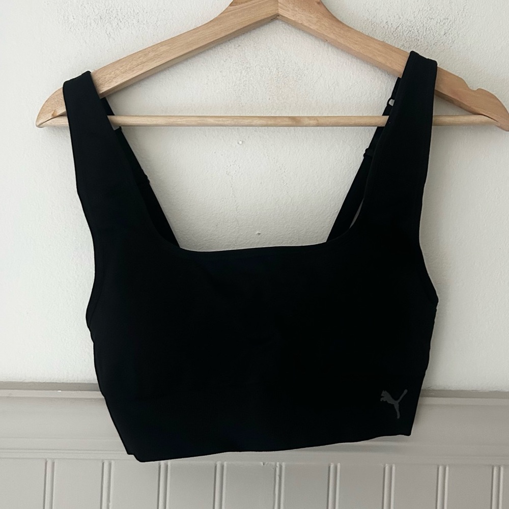 Puma Women’s Large Black Sports Bra Adjustable Straps Activewear